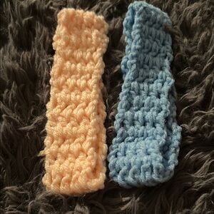 Handmade Crochet Kids Hair Clips - Peach and Blue